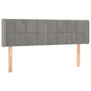sengegavl med LED-lys 147x16x78/88 cm fløjl lysegrå