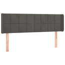 sengegavl med LED-lys 147x16x78/88 cm fløjl mørkegrå