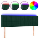 sengegavl med LED-lys 147x16x78/88 cm fløjl mørkegrøn