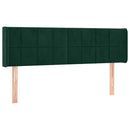 sengegavl med LED-lys 147x16x78/88 cm fløjl mørkegrøn