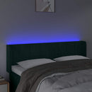 sengegavl med LED-lys 147x16x78/88 cm fløjl mørkegrøn