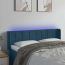 sengegavl med LED-lys 147x16x78/88 cm fløjl mørkeblå