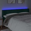 sengegavl med LED-lys 163x16x78/88 cm fløjl mørkegrøn