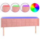 sengegavl med LED-lys 163x16x78/88 cm fløjl lyserød