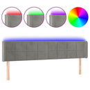 sengegavl med LED-lys 183x16x78/88 cm fløjl lysegrå