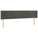 sengegavl med LED-lys 183x16x78/88 cm fløjl mørkegrå