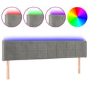 sengegavl med LED-lys 203x16x78/88 cm fløjl lysegrå