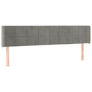 sengegavl med LED-lys 203x16x78/88 cm fløjl lysegrå