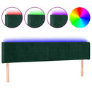 sengegavl med LED-lys 203x16x78/88 cm fløjl mørkegrøn