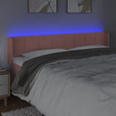 sengegavl med LED-lys 203x16x78/88 cm fløjl lyserød