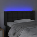 sengegavl med LED-lys 83x16x78/88 cm kunstlæder sort