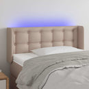 sengegavl med LED-lys 83x16x78/88cm kunstlæder cappuccinofarvet