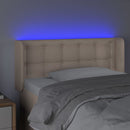 sengegavl med LED-lys 93x16x78/88cm kunstlæder cappuccinofarvet