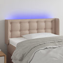 sengegavl med LED-lys 93x16x78/88cm kunstlæder cappuccinofarvet