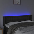 sengegavl med LED-lys 147x16x78/88 cm kunstlæder sort
