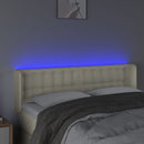 sengegavl med LED-lys 147x16x78/88 cm kunstlæder cremefarvet