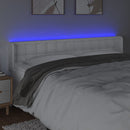sengegavl med LED-lys 163x16x78/88 cm kunstlæder hvid