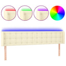 sengegavl med LED-lys 163x16x78/88 cm kunstlæder cremefarvet