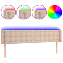 sengegavl med LED-lys 163x16x78/88 cm kunstlæder Cappuccino