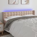 sengegavl med LED-lys 163x16x78/88 cm kunstlæder Cappuccino