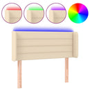 sengegavl med LED-lys 83x16x78/88 cm stof cremefarvet