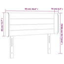 sengegavl med LED-lys 93x16x78/88 cm stof lysegrå