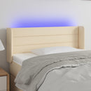 sengegavl med LED-lys 93x16x78/88 cm stof cremefarvet