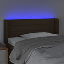 sengegavl med LED-lys 103x16x78/88 cm stof mørkebrun