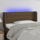 sengegavl med LED-lys 103x16x78/88 cm stof mørkebrun
