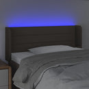 sengegavl med LED-lys 103x16x78/88 cm stof gråbrun