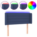 sengegavl med LED-lys 103x16x78/88 cm stof blå
