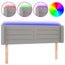 sengegavl med LED-lys 147x16x78/88 cm stof lysegrå
