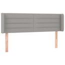 sengegavl med LED-lys 147x16x78/88 cm stof lysegrå