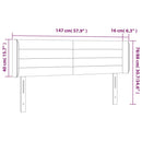 sengegavl med LED-lys 147x16x78/88 cm stof lysegrå