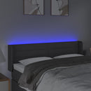 sengegavl med LED-lys 147x16x78/88 cm stof mørkegrå