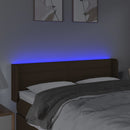sengegavl med LED-lys 147x16x78/88 cm stof mørkebrun