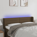 sengegavl med LED-lys 147x16x78/88 cm stof mørkebrun