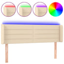 sengegavl med LED-lys 147x16x78/88 cm stof cremefarvet