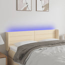 sengegavl med LED-lys 147x16x78/88 cm stof cremefarvet