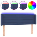 sengegavl med LED-lys 147x16x78/88 cm stof blå