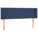 sengegavl med LED-lys 147x16x78/88 cm stof blå