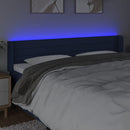 sengegavl med LED-lys 163x16x78/88 cm stof blå