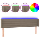 sengegavl med LED-lys 183x16x78/88 cm stof gråbrun