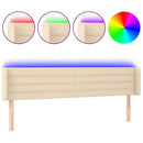 sengegavl med LED-lys 183x16x78/88 cm stof cremefarvet