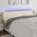 sengegavl med LED-lys 183x16x78/88 cm stof cremefarvet