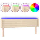 sengegavl med LED-lys 203x16x78/88 cm stof cremefarvet