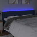 sengegavl med LED-lys 203x16x78/88 cm stof blå