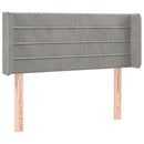 sengegavl med LED-lys 83x16x78/88 cm fløjl lysegrå