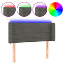 sengegavl med LED-lys 83x16x78/88 cm fløjl mørkegrå