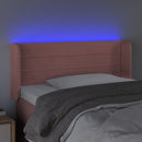 sengegavl med LED-lys 83x16x78/88 cm fløjl lyserød